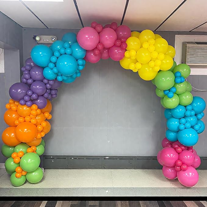 Balloon Arch Garland Kit,Green Pink Blue Yellow Orange Balloons Assorted Colors Pastel Balloons For Girls Kids Magic Themed Birthday Baby Shower Wedding Graduation Party Decorations