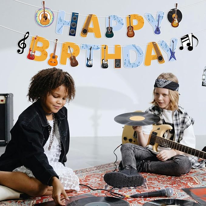 Guitar Party Decorations Happy Birthday Banner Guitar Party Banner Garland for Birthday Party Decorations Guitar Party Supplies