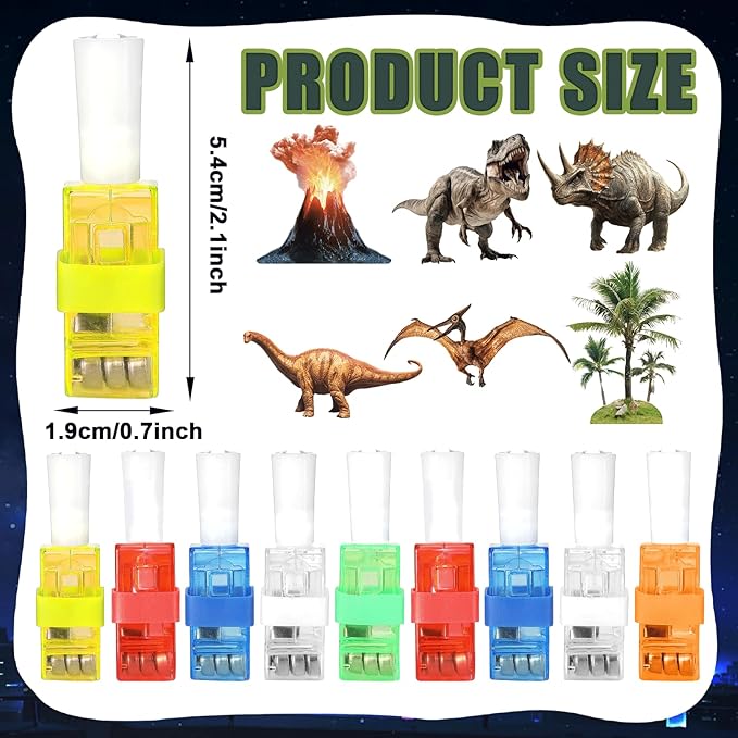 36 PCS Dinosaur Party Favors Dino LED Light Up Finger Lights, Glow in the Dark Jungle World Park Party Finger Flashlight Bulk Animal Theme Toy Goodie Treat Bags Stuffers Forest Birthday Party Supplies