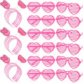 24 Pcs Valentines Heart Head Boppers Headbands and Heart Shape Sunglasses Party Supplies