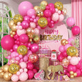 Hot Pink Cheetah Print Balloon Arch Kit, 112Pcs Pink Gold Balloon Garland with Gold Leopard Print Latex Balloon for Valentines Day Safari Jungle Animal Wild Cheetah Zoo Theme Birthday Party Decoration