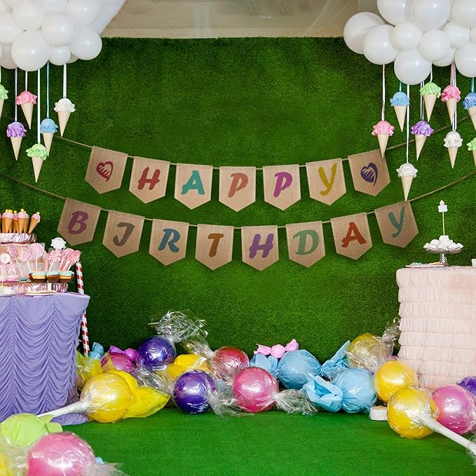15pcs Hand-Painted DIY Burlap Banners - for Kid Adults Party Decor