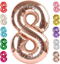 40 Inch Number 8 Balloon, Rose Gold 8 18 28 80 Birthday Balloons for Men Boys, 8th Birthday Decorations Party Supplies, Wedding, Graduations
