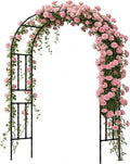 Twira Garden Arch Trellis, 7.9FT(240cm) Metal Garden Arbor Trellis for Climbing Plants Outdoor, Large Wedding Arch for Ceremony, Black Archway Trellises Decoration for Lawn, Patio, Backyard