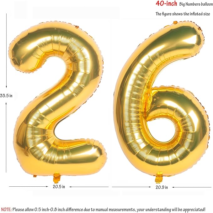 40 Inch gold Number Balloons Helium Foil Mylar Balloon Birthday Party banquet Decoration 26