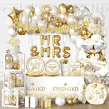 287Pcs Engagement Party Decorations, All-in-one Happy Engagement Decorations with 25 Serves Disposable Plates, 2 Pcs Waterproof Engaged Tablecloth Wedding Proposal Decorations Party Decor