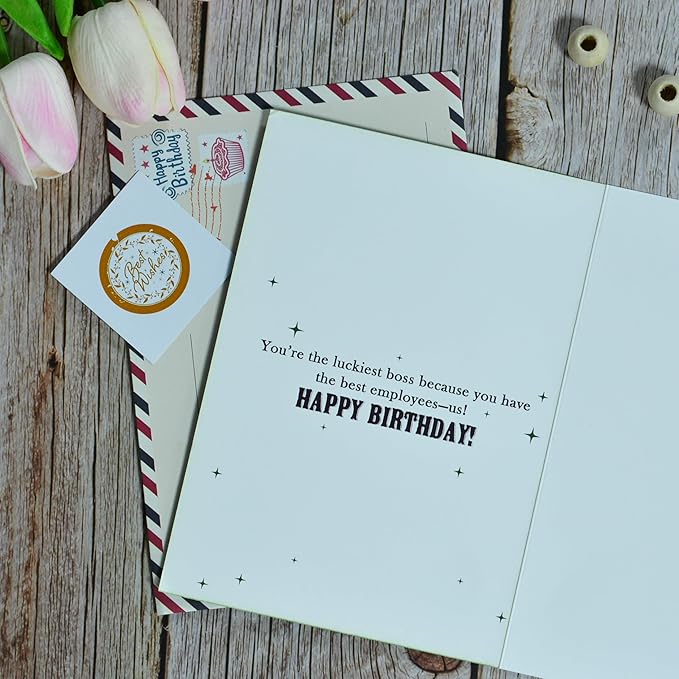 Boss Birthday Card, Birthday Card for Boss with Seal and Envelope, Bosses Birthday Gifts