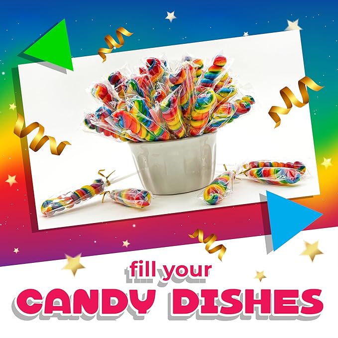 Rainbow Swirl Lollipops | 30 Count Jar | Easter Candy | Rainbow Lollipops Individually Wrapped | Twisty Suckers Party Favors | Tutti-Frutti Party Candy