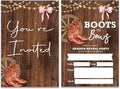 Soiceu Rustic Boots or Bows Gender Reveal Party Invitations with Envelopes Set of 20 Country Gender Reveal Invites Fill in Blank
