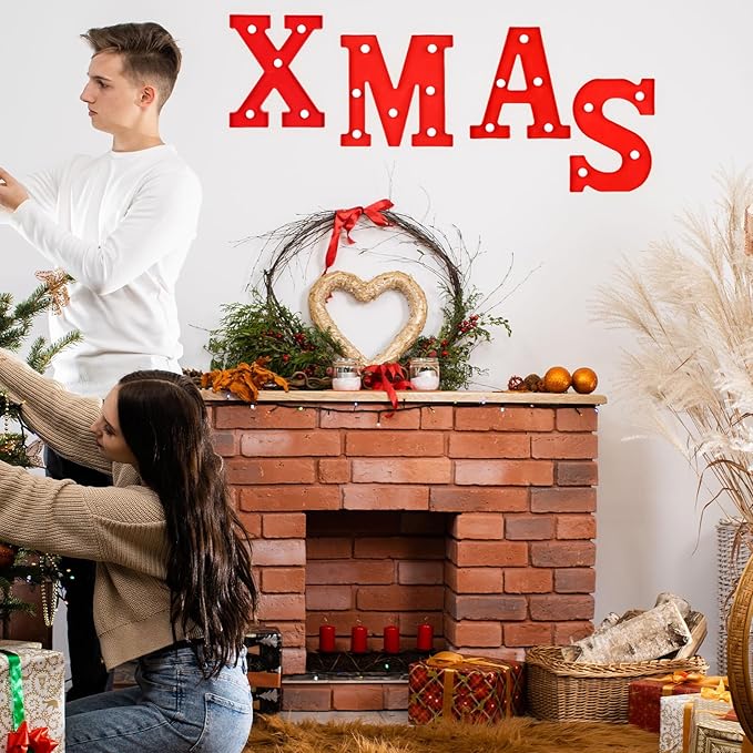 VIHOSE Christmas LED Letter Lights Sign Table Decoration Xmas Light up Letters Battery Powered Letter for Indoor Christmas Decoration Home Bar Party Bedroom Tabletop Gift