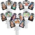 Graduation Photo Display Centerpiece Kit - 15 Double-Sided Photo Table Topper Sticks, Vertical and Horizontal 4x6 Picture Holders, DIY Party Decoration Set - Tassel Worth The Hassle- Silver