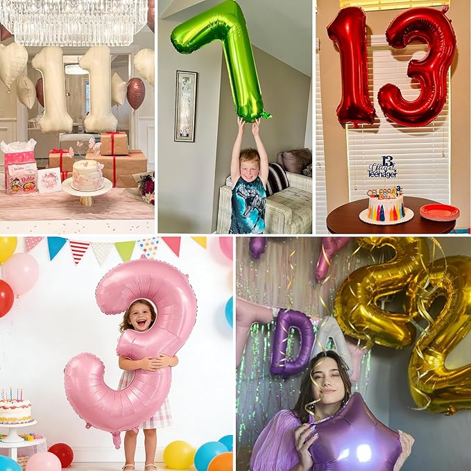 Smlpuame 40 Inch Number Balloons 0-9 Rainbow Gradient Large 5 Balloons, Digital Balloons for Party Celebration Decorations, Helium Foil Number Balloons for Wedding Anniversary