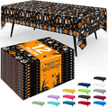 Smiry Disposable Table Cloth - 12 Pack, 54 x 108 Inch Waterproof Rectangle Tablecloths for Parties, Decorative Plastic Table Cover, Leakproof & Sturdy, Black & Silver