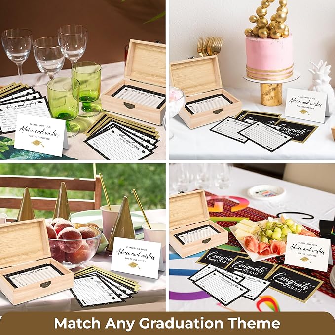 Graduation Advice Cards 2026 With Box - Advice For The Graduate 2026, Words Of Wisdom Graduation Ideas For High School Grad Decorations, Well Wishes Cards College Grad Party Games
