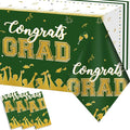chiazllta Set of 3 Graduation Tablecloths Class of 2026 Congrats Grad Green Graduation Party Tablecover Decorations Party Supplies Large Size Plastic 54"x108"(Green & Gold)