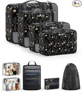 11 Set / 9 Set Packing Cubes for Travel,Gifts for Women Mom Kids,TSA Approved Bags for Makeup, Cosmetic, Toiletry, Organizers for Suitcase Carry On,Cruise Essentials Airplane Accessories,Black Floral