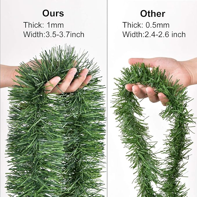 DearHouse 50 Ft Christmas Garland, Artificial Greenery Garland Soft Garland for Holiday Wedding Party,Stairs,Fireplaces Decoration for Outdoor or Indoor Use