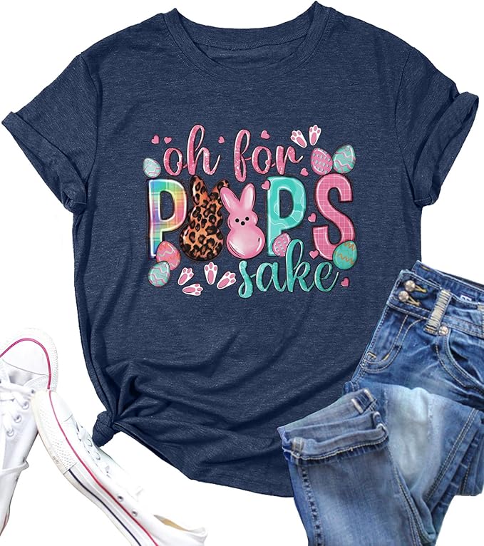 LAZYCHILD Women Easter Teacher Shirts: Funny Treat All with Kindness T-Shirt Bunny Rabbit Tee Tops