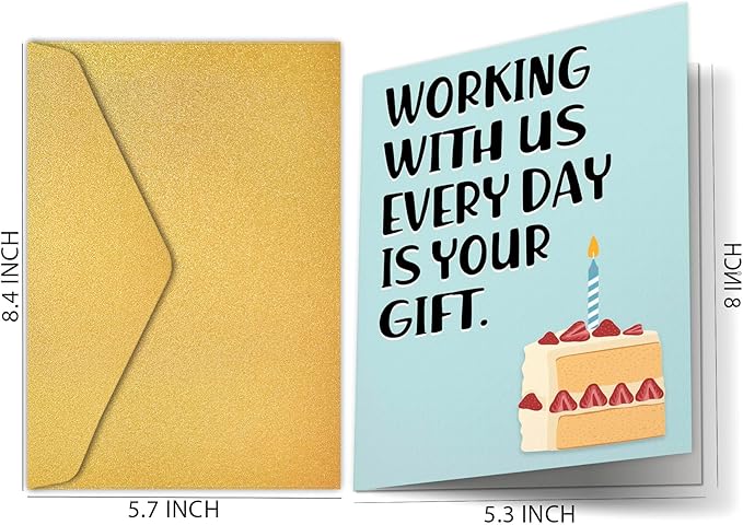 PIUST Funny Birthday Card for Coworker, Hilarious Office Birthday Card for Coworker Boss Friends, Working With Us Everyday Is Your Gift (28)