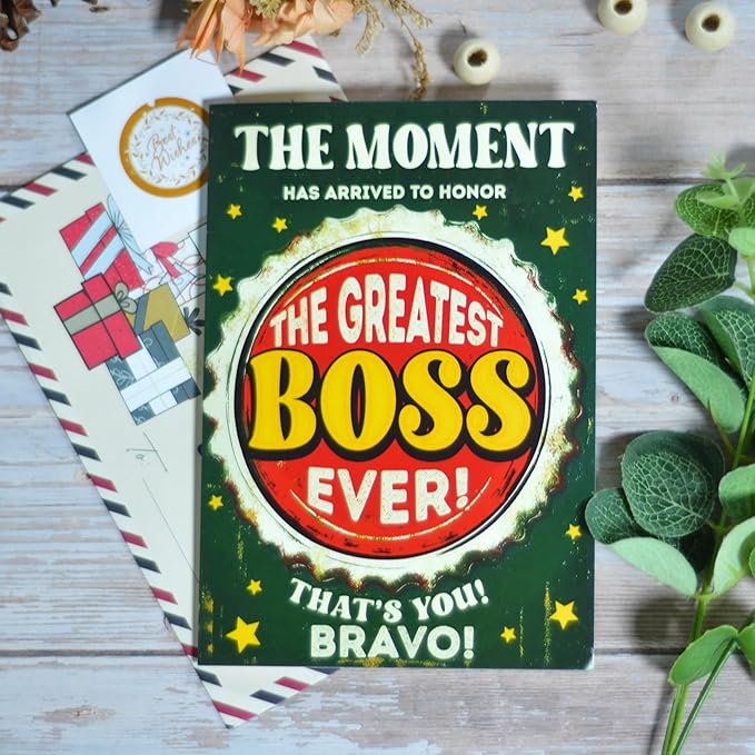 Boss Birthday Card, Birthday Card for Boss with Seal and Envelope, Bosses Birthday Gifts