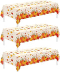3 Pack Thanksgiving Disposable Tablecloths,54 x 108 Inch Thanksgiving Decorations,Give Thanks Table Cloth for Rectangular,Pumpkin Maple Tablecloths for Home,Party,Outdoor Picnic,Fall Theme,Baby Shower