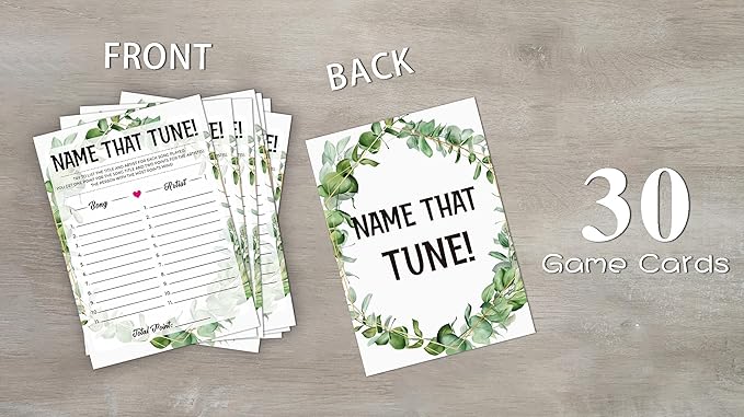 Baby Shower Game: Name That Tune, Tropical Jungle Theme Party Set for Gender Neutral Boys or Girls, 30 Cards (Green009)
