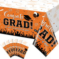 6 Pack Graduation Tablecloth Party Decorations, Class of 2026 Congrats Grad Plastic Tablecover Party Supplies, Orange Rectangle Graduation Table Decorations for College High School Party, 54 x 108Inch