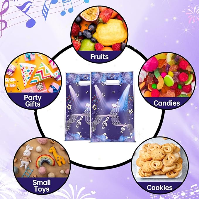 30 Pcs Music Hunter Goodie Bags Party Favor Bags with Handles for Birthday Party Theme Candy Bag Treat Bags Cookie bag