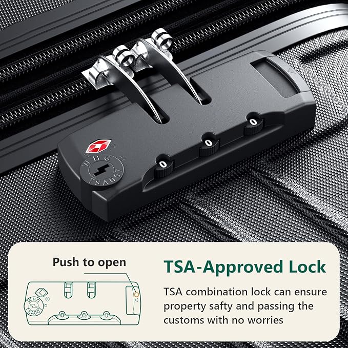 20 Inch Carry On Luggage, ABS Hardside Suitcase with Spinner Wheels, Airline-Approved Cabin Luggage with TSA Security Lock, Expandable Travel Suitcase for Flights, Business Trips & Weekend Vacations