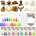 Cinrobiye 144 Pcs Western Cowboy Party Favors Wild West Wooden Painting Kit Rodeo Barn Cowgirl Party Supplies Birthday Goodie Bag Fillers, Prize Bulk Set (Western)