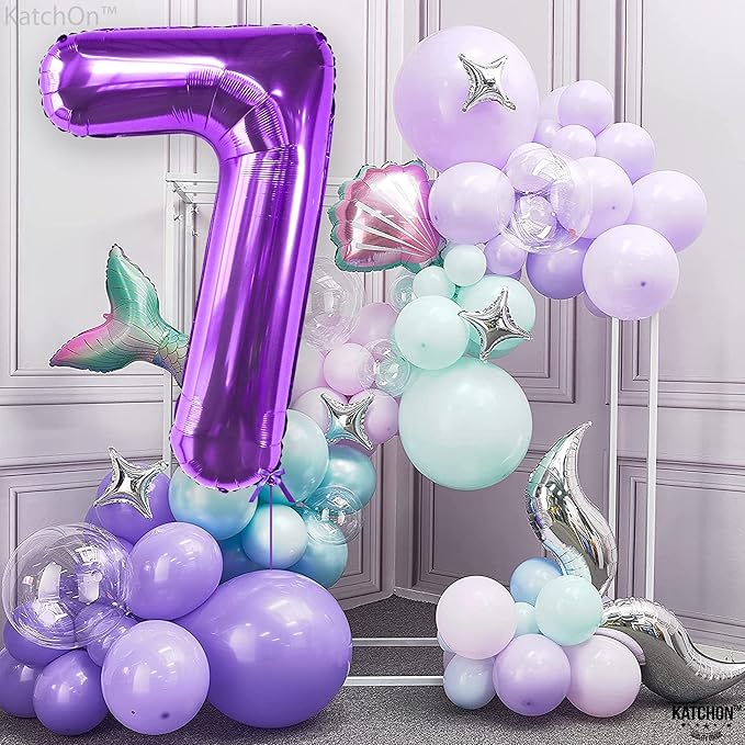 KatchOn Giant Purple Number 7 Balloon - 40 Inch | 7th Birthday Balloon for 7th Birthday Decorations