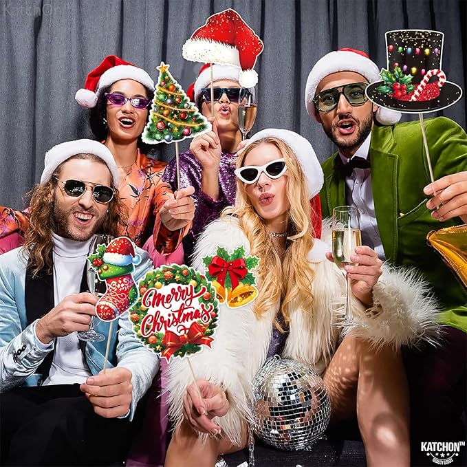 30pcs Christmas Photo Booth Props Funny Christmas Party Decorations Photobooth Favors Games Supplies for Kids Adults