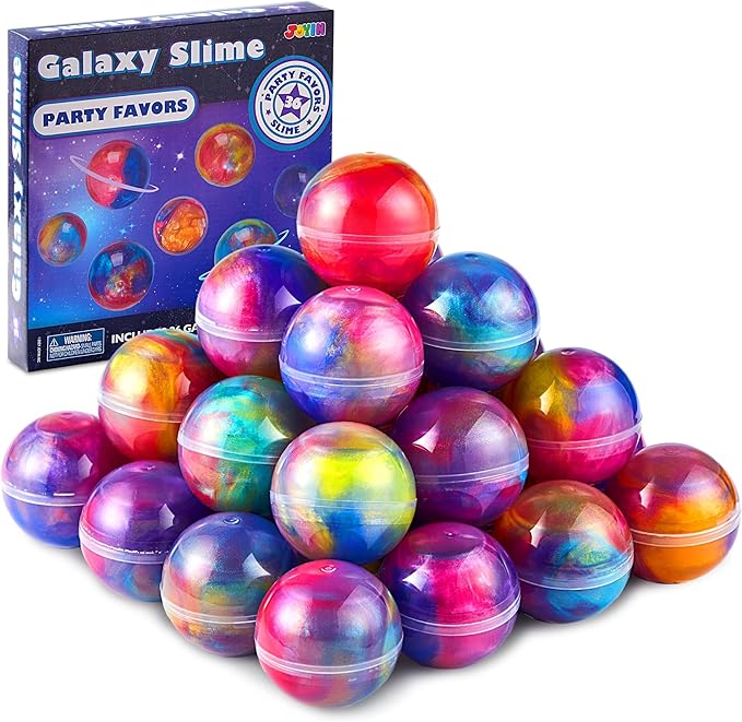 JOYIN Easter Slime Party Favors, 36 Pack Galaxy Slime Ball- Stretchy, Non-Sticky, Mess-Free, Stress Relief, and Safe - Toys for Girls and Boys - Classroom Reward, Party Supplies, Valentines