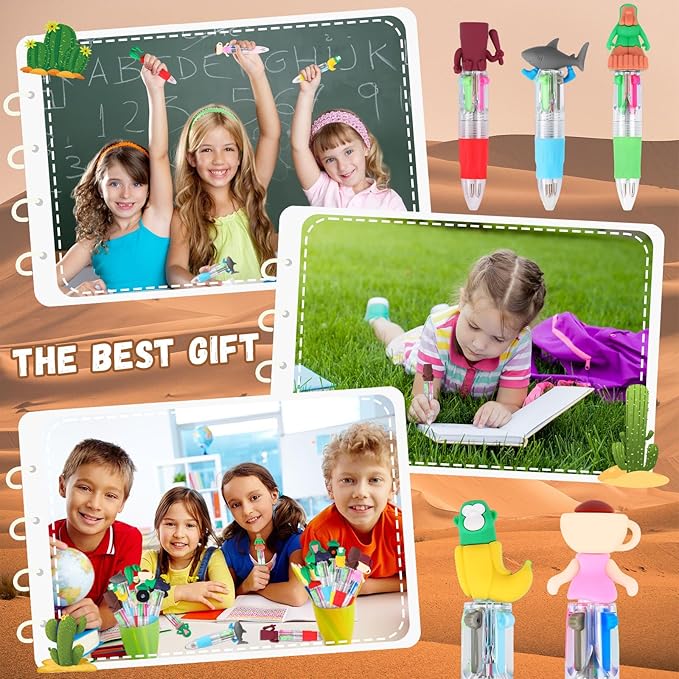 CZWZ 30Pcs Mini Multicolor Pens in One 4-in-1 Cute Pens Bulk, Ballpoint Pen for Birthdays and Parties, Fun Gifts Assorted Ink Kawaii Pen