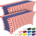 Pureegg 4th of July USA 250th Anniversary Spandex Tablecloth 6ft - 2 Pack, Patriotic American Flag Fitted Stretch Table Cover for 6 ft Rectangle Table, Tablecloth for Independence Day Party