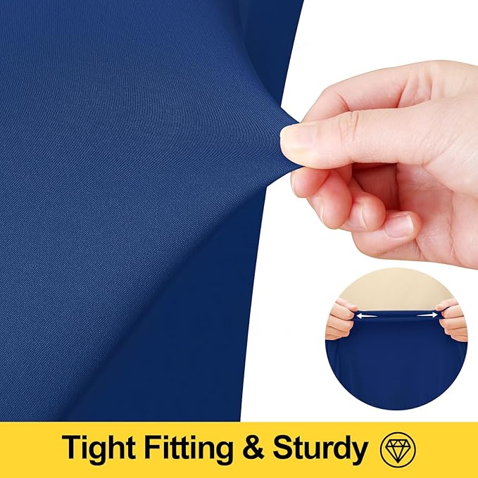 Smiry Spandex Tablecloth, Elastic Fitted Stretch Tablecloth for 8FT Rectangle Tables, Waterproof Washable Table Cover Skirt for Outdoor, Wedding, Banquet & Parties (Navy, 96Lx30Wx30H Inch)