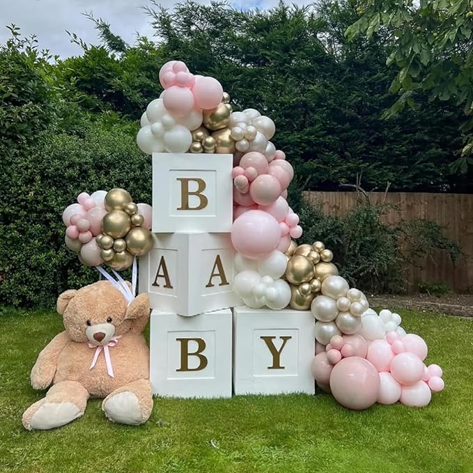 300 Pcs Pink Gold Balloons, 12 Inch Light Pink Metal Gold and White Bulk Latex Balloon, for Birthdays Weddings Baby Shower Party Decorations