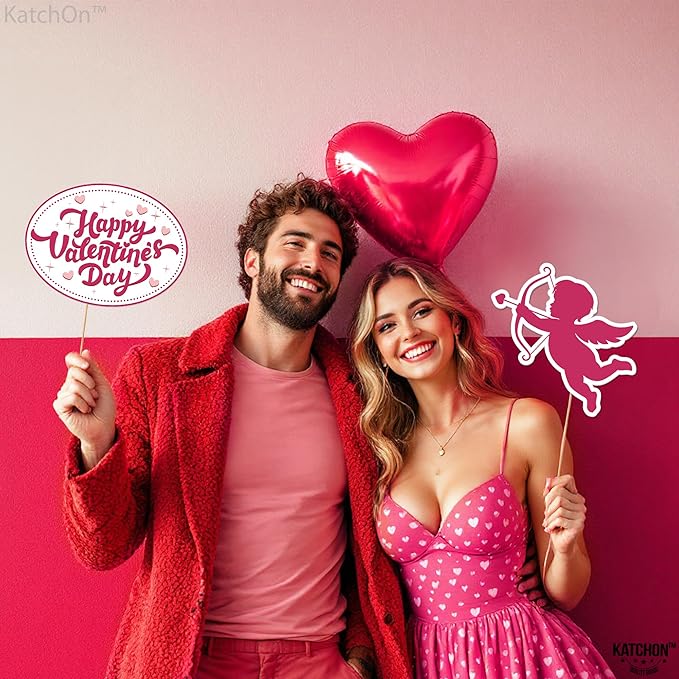 KatchOn, Pink Valentines Day Decorations Photo Booth Props- Pack of 28 | Valentines Day Photo Props, Valentine Day Decorations | Valentine Photo Booth Props, Valentine Day Props, Pink Valentine Decor