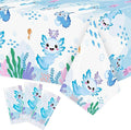 Axolotl Plastic Party Tablecovers - 3 Pack Blue Cartoon Axolotl Table Cover Decorations Disposable Waterproof Rectangle Plastic Tablecloths Rectangle Kids Birthday Baby Shower Camping Events