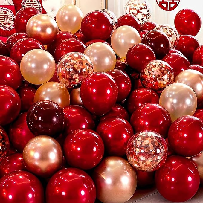 90pack Ruby Balloons Different Size 18/12/10/5 Inch Ruby Balloon Garland Arch Kit for Graduation, Wedding, Birthday, Princess Them, Valentine's Day, Anniversary Party Decorations