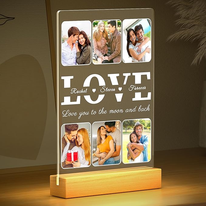 Custom Picture Frames, Personalized Picture Frame with Photo, Custom Photo Frame, Customized Anniversary Couples Gifts for Women Men Girlfriend Boyfriend Her Him