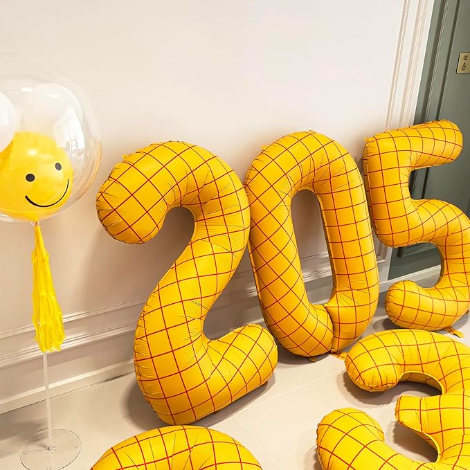 40-Inch Large Number Balloon Toy Inspired Story Matte Yellow Birthday Balloon Western Rodeo Party Supplies Boy Girl Story Anniversary Kids Birthday Party Cowboy Farm Themed Baby Welcome Decorations