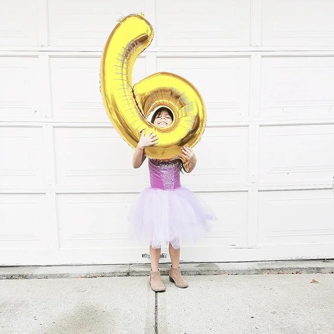 Gold Number 6 Balloon 40 Inch, 6 Balloon Number, 6th Birthday Decorations, Gold Party Supplies for Boys Girls