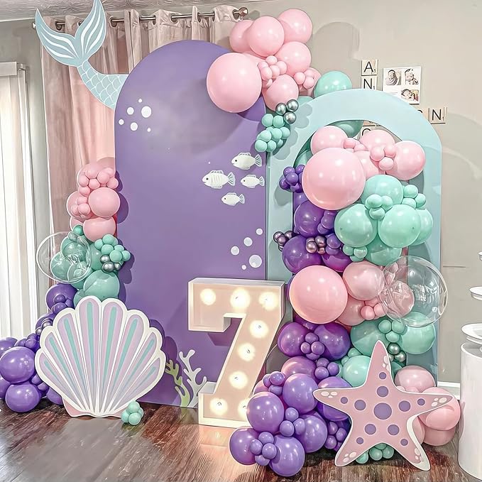 Mermaid Balloons,Sea Balloons 50Pcs 12 Inchs Baby Pink Purple Blue Confetti for Girl Mermaid Birthday Ocean Theme Party Baby Shower Wedding Engagement Decorations