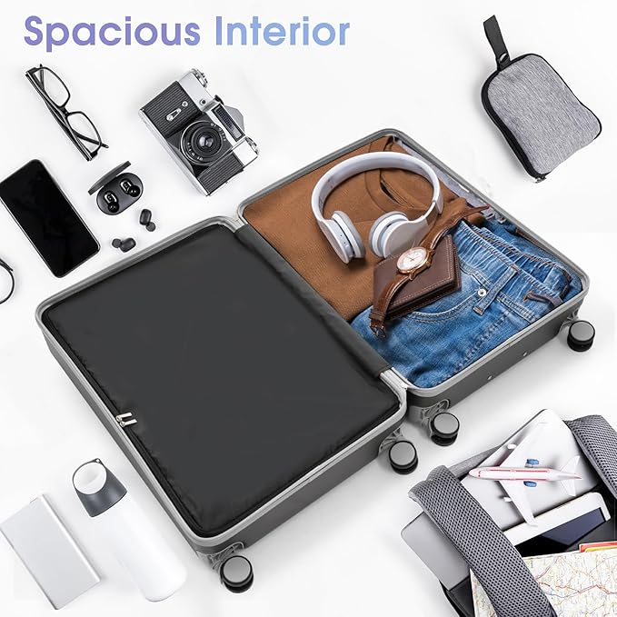 Hardside Luggage Sets, Lightweight Wave Suitcase with Spinner Wheels, Bronze/Grey