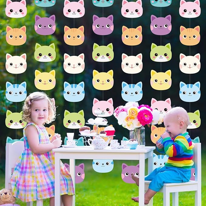 Xinnun 8 Pcs Cat Dollhouse Party Decorations Cute Pet Theme Hanging Banners Cutouts Doll of House Hanging Garland Doll House Wall Decoration for Pet Themed Birthday Decor Supplies (Cat)