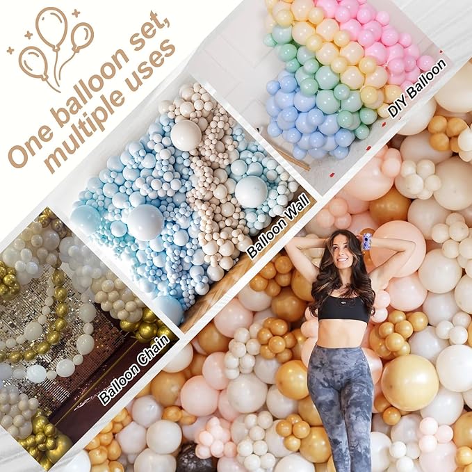 Beige Quick Link Balloons - 60PCS Linking Balloons for Wedding, Birthday, Baby Shower, Engagement, Graduation Party Decorations (10inch)