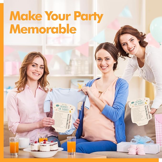 55PCS Baby Shower Games, Guess Who Mommy or Daddy Game Cards Fun Baby Shower Party Supplies-Gender Neutral for Girls or Boys