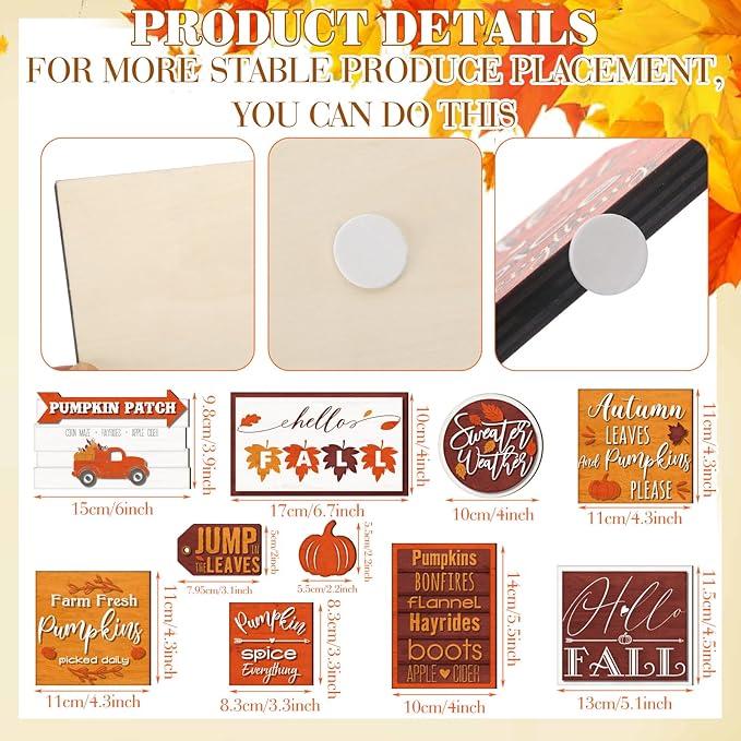 14 Pcs Thanksgiving Tiered Tray Decor Thanksgiving Pumpkin Fall Home Decorations Set Rustic Farmhouse Pumpkin Truck Spice Blocks Autumn Winter Wooden Sign for Fall Christmas