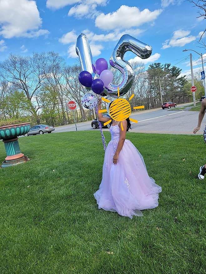 Balloon Numbers 40 Inch 5 Ballon for 5th Birthday Decorations, 15 25 35 50 Big Silver Number Balloons for Wedding Photo Shoot Party Decor